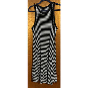 A New Day Stripe Black White Bodycon Knit Fitting Tank Sleeveless Dress Size M